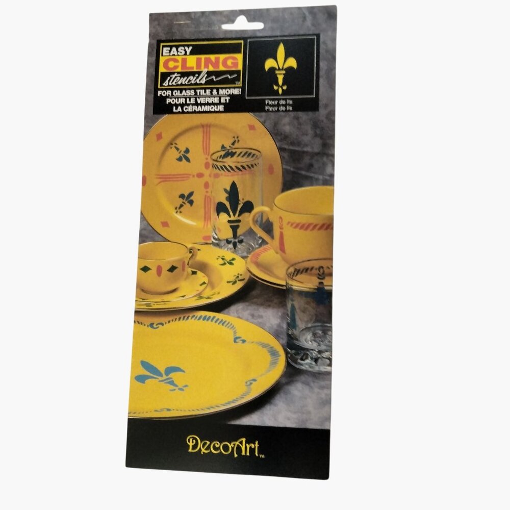 DecoArt Easy Cling Stencil Fleur de Lis Border Glass Tile Crafts